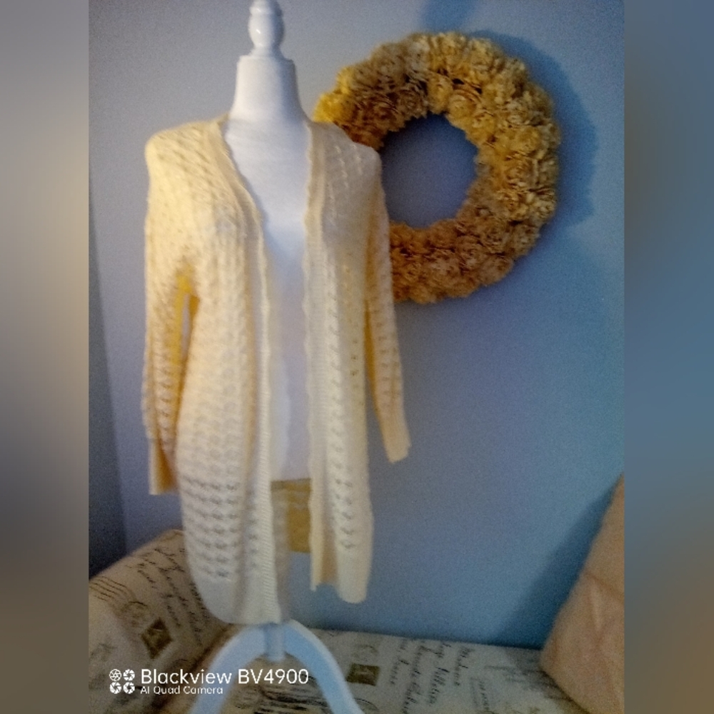 NWOT LC Lauren Conrad detailed long cream knit sweater
